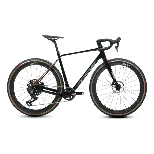Bicicleta Gravel Tsw Tg01 Carbono Aro 700 Câmbio Eletrônico Preto/laranja 590
