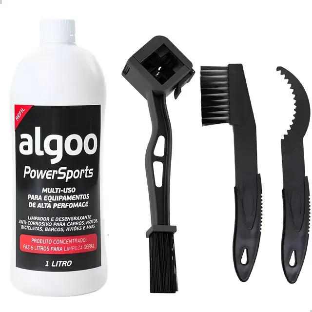 Kit Limpeza Escovas K7 Corrente Bike E Desengraxante 1 Litro