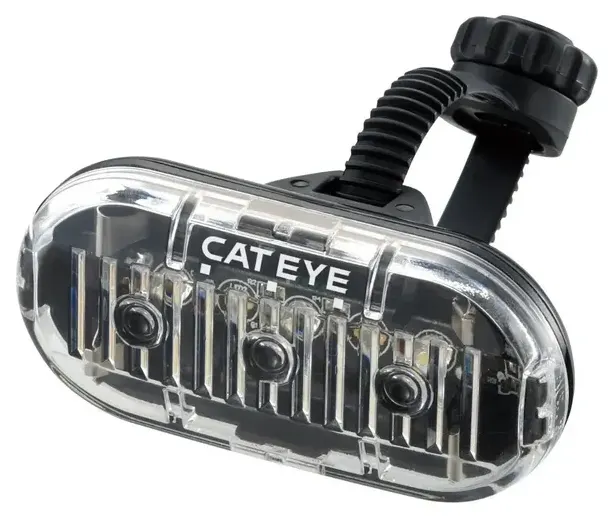 CatEye OMNI 3 frontal TL-LD135-F com três LEDs brancos; foto do anúncio Mercado Livre.