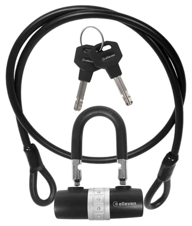 Cadeado Elleven U-lock com cabo de aço de 1,5 m × 12 mm, imagem da Magalu/Rebechi Bikes.